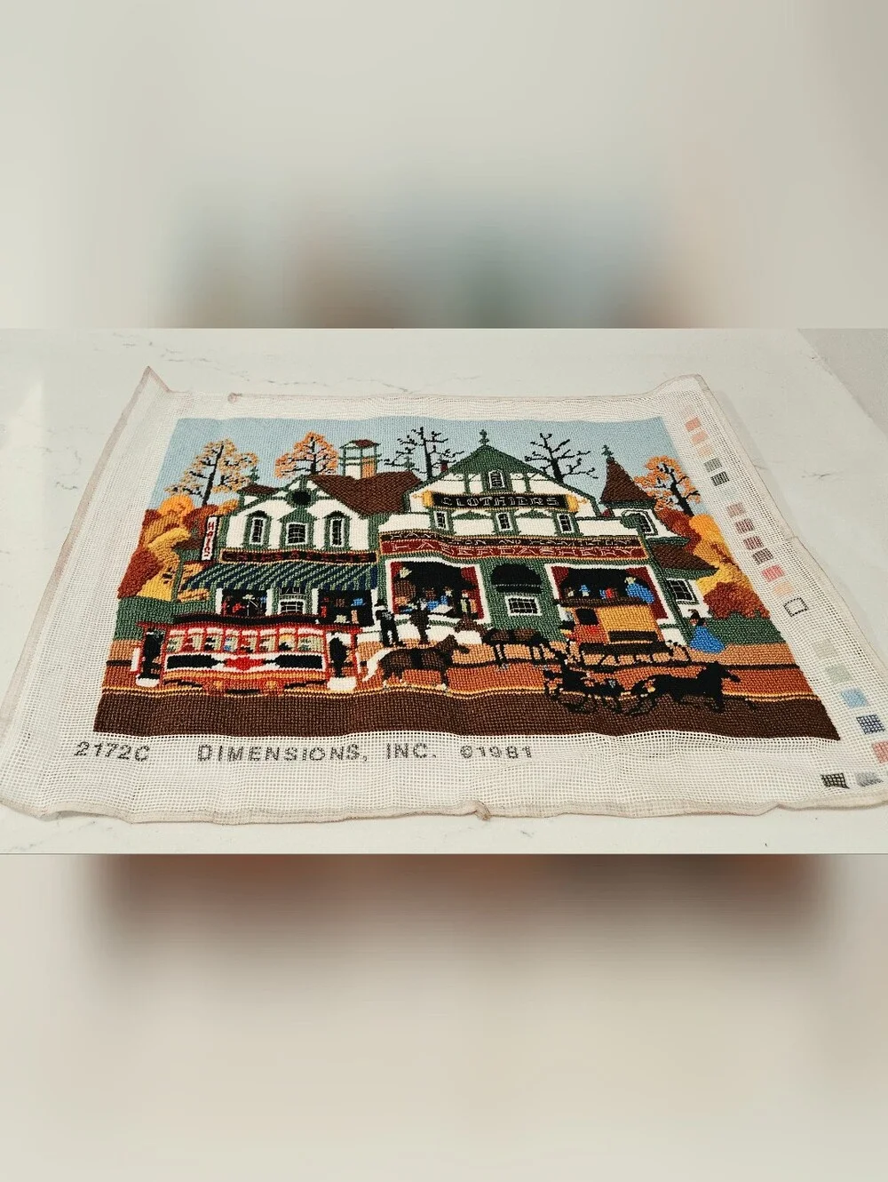 Vintage Dimensions Village Shopping Charles Wysocki Needlepoint Cross Stitch